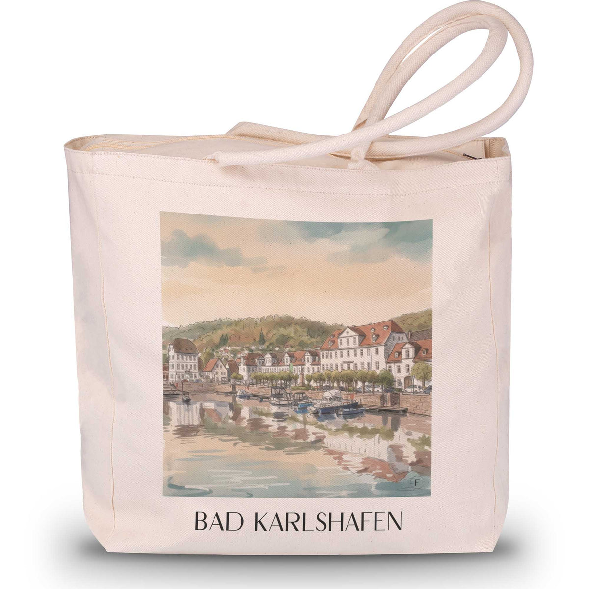 Bad Karlshafen Shopping Tasche - Weserbergland - Deutschland Tote Bag - Einkaufstasche im Aquarell Stil - favplace