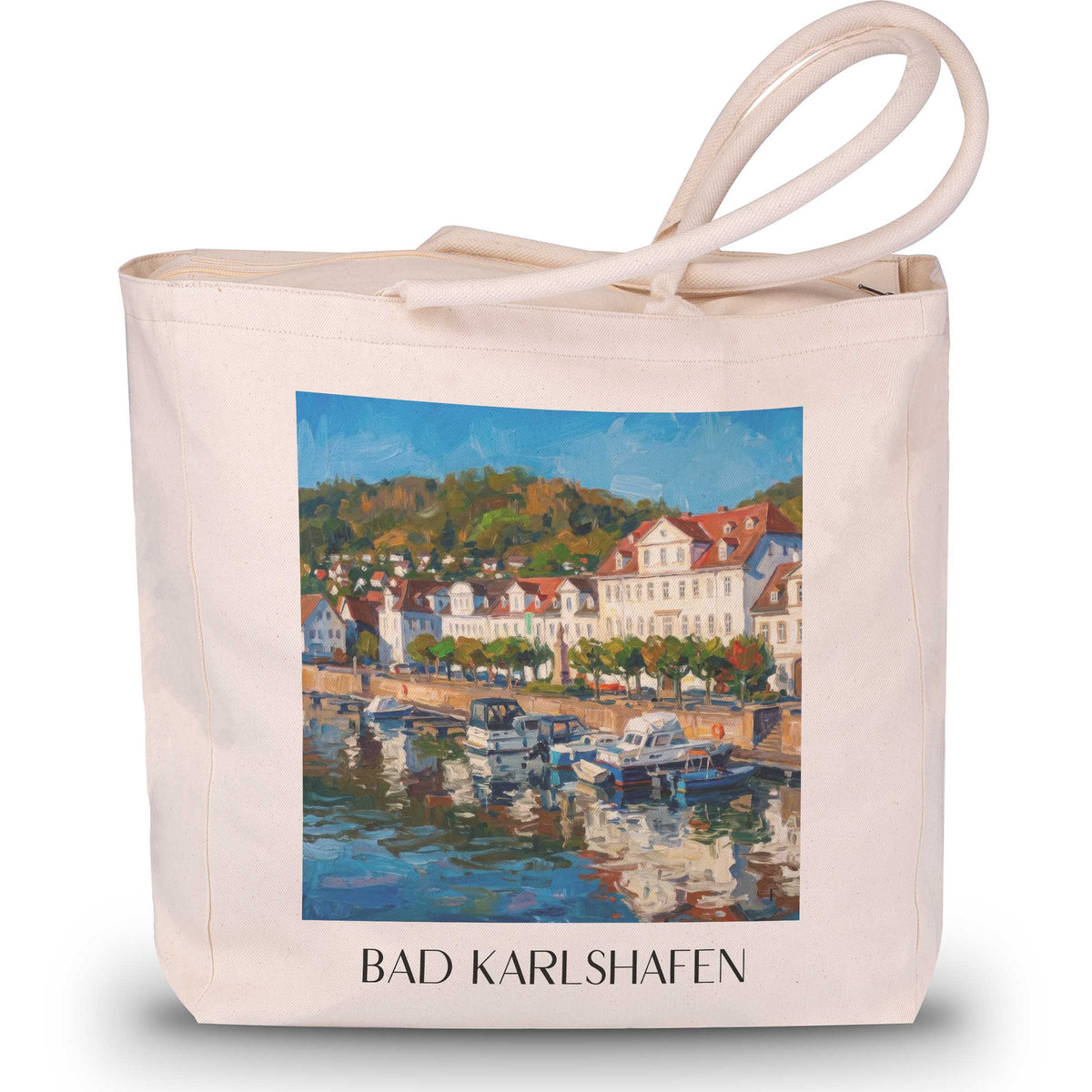 Bad Karlshafen Shopping Tasche - Weserbergland - Deutschland Tote Bag - Einkaufstasche im Ölgemälde Stil - favplace