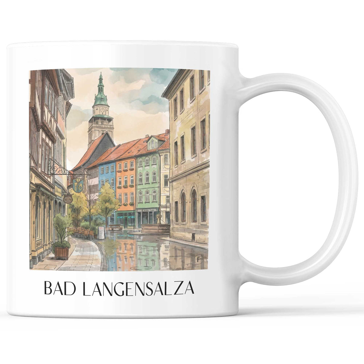 Bad Langensalza Kaffeebecher - Thüringer Becken - Deutschland Becher - Kaffeetasse im Aquarell Stil - favplace