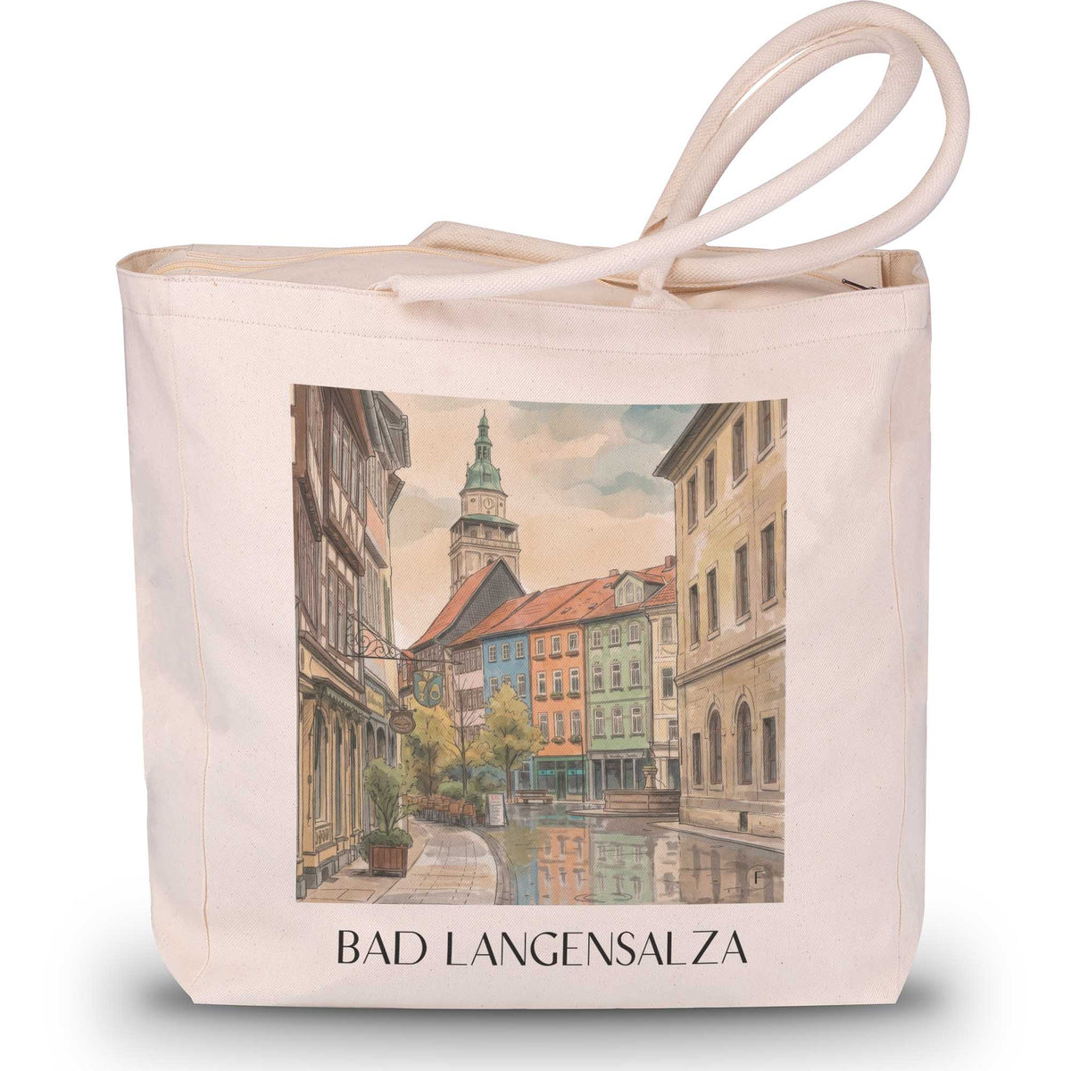 bad-langensalza-thüringer-becken-deutschland-einkaufstasche-aquarell