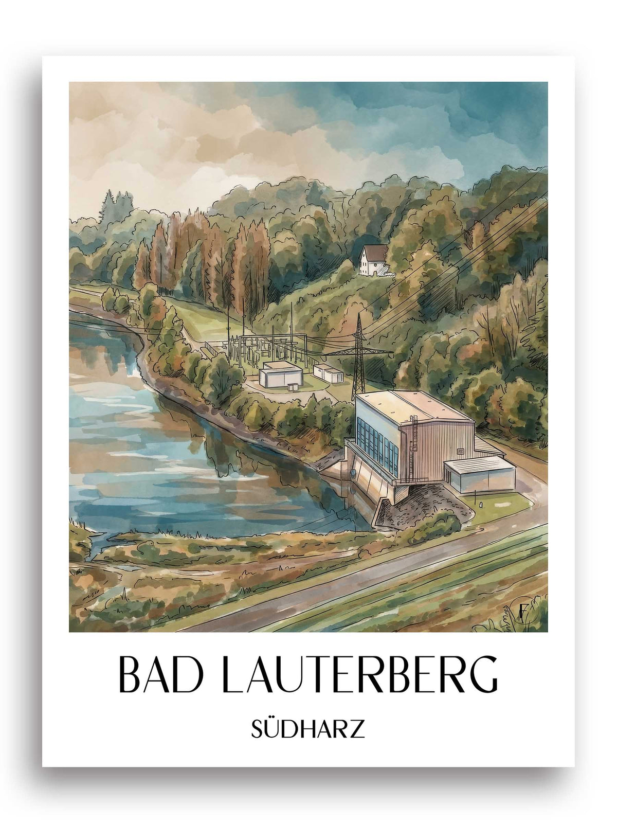 bad-lauterberg-südharz-deutschland-poster-aquarell