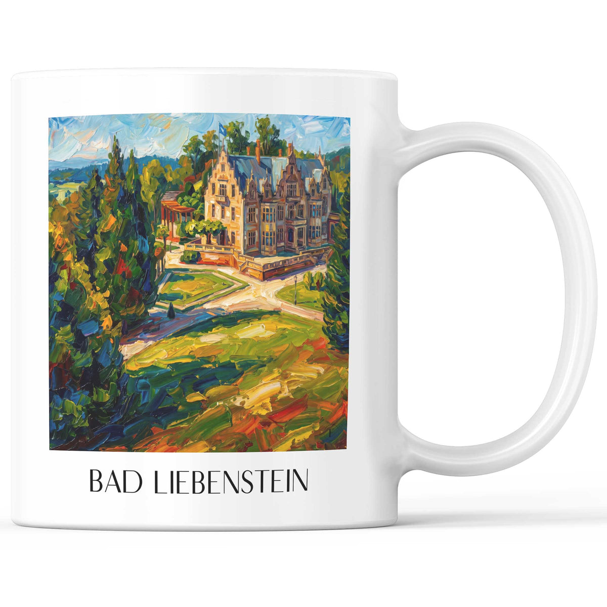 Bad Liebenstein Kaffeebecher - Thüringer Wald - Deutschland Becher - Kaffeetasse im Ölgemälde Stil