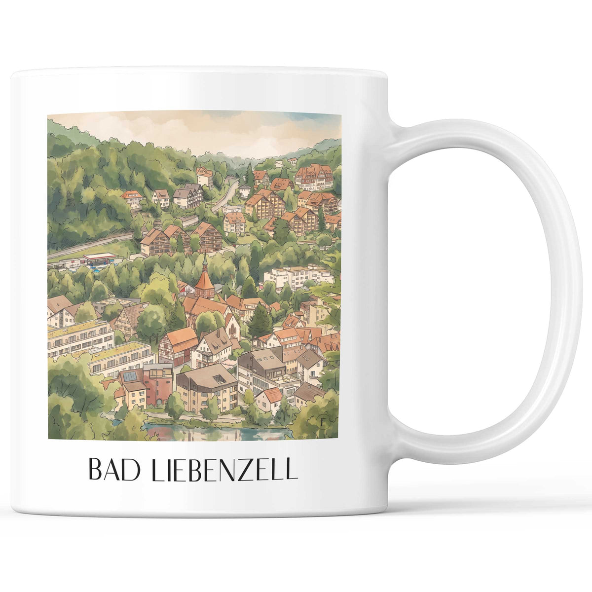 Bad Liebenzell Kaffeebecher - Nordschwarzwald - Deutschland Becher - Kaffeetasse im Aquarell Stil - favplace