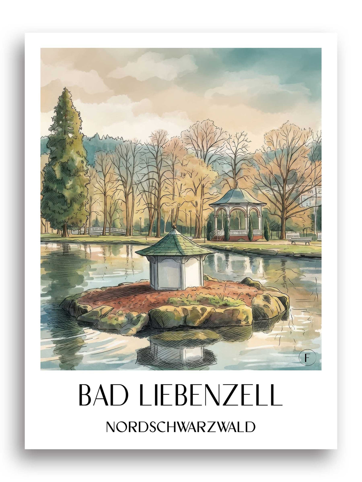 bad-liebenzell-nordschwarzwald-deutschland-poster-aquarell