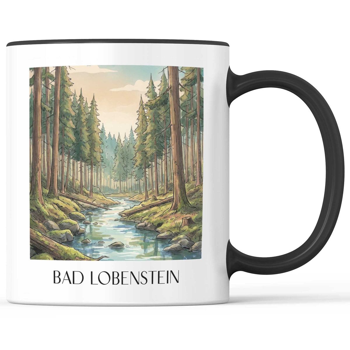 bad-lobenstein-thüringer-schiefergebirge-deutschland-kaffeebecher-aquarell