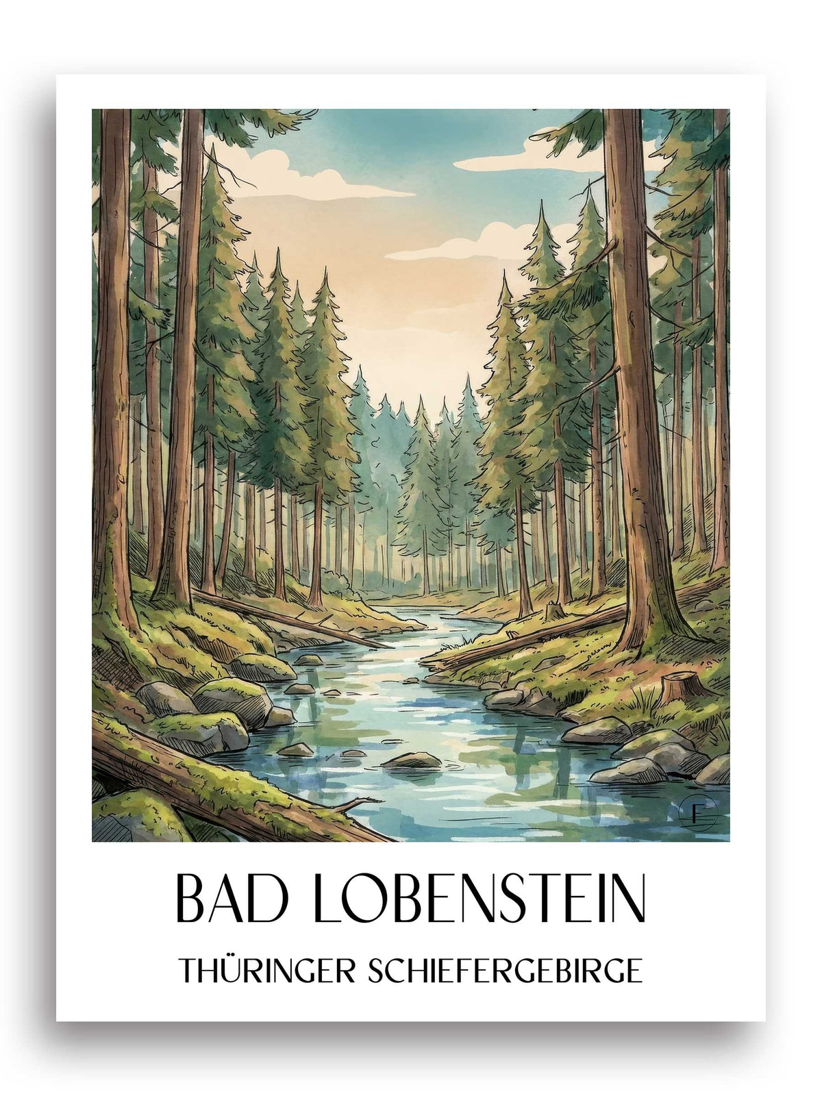 bad-lobenstein-thüringer-schiefergebirge-deutschland-poster-aquarell