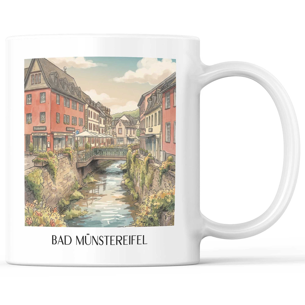 Bad Münstereifel Kaffeebecher - Eifel - Deutschland Becher - Kaffeetasse im Aquarell Stil - favplace