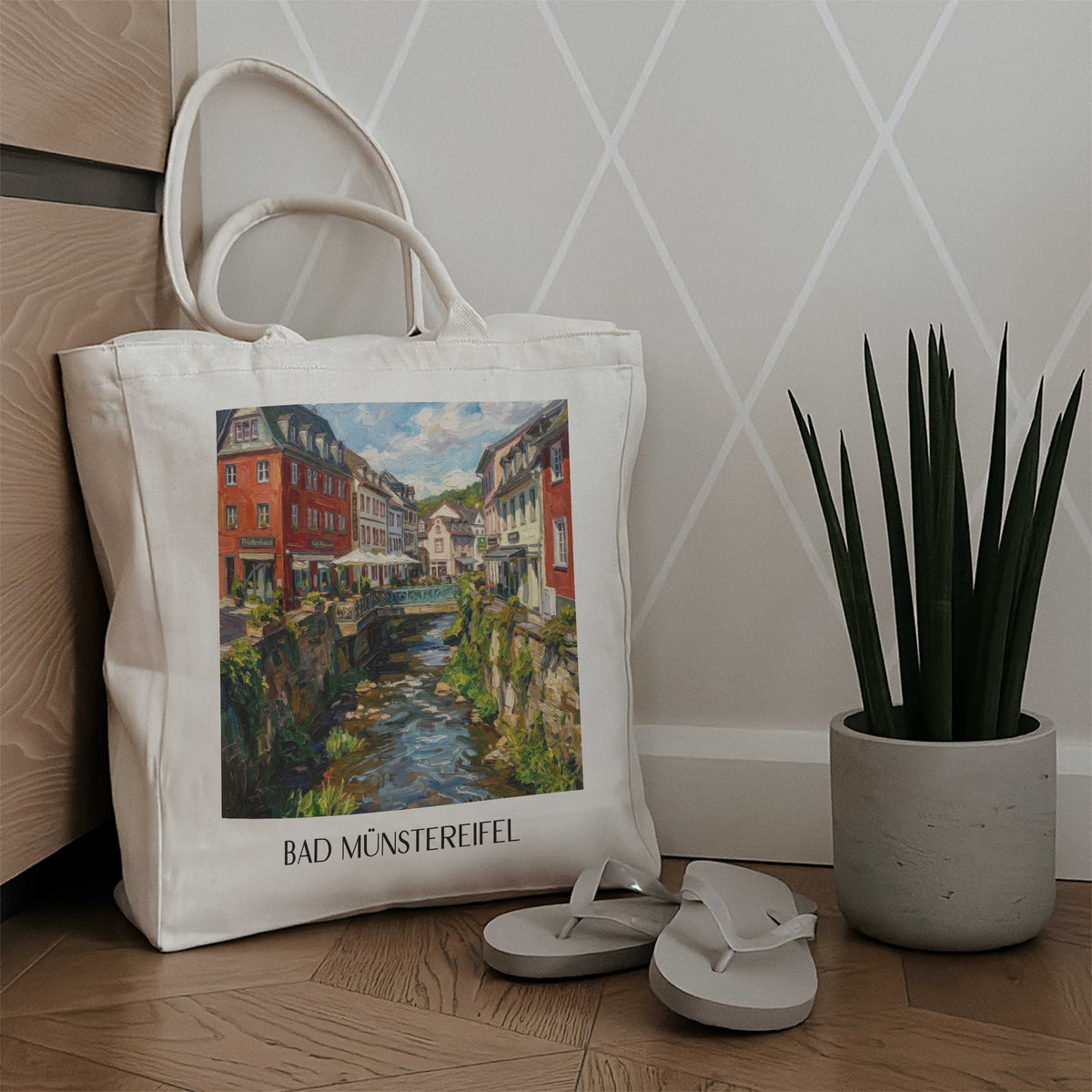 bad-münstereifel-eifel-deutschland-einkaufstasche-oil-painting-oelgemaelde
