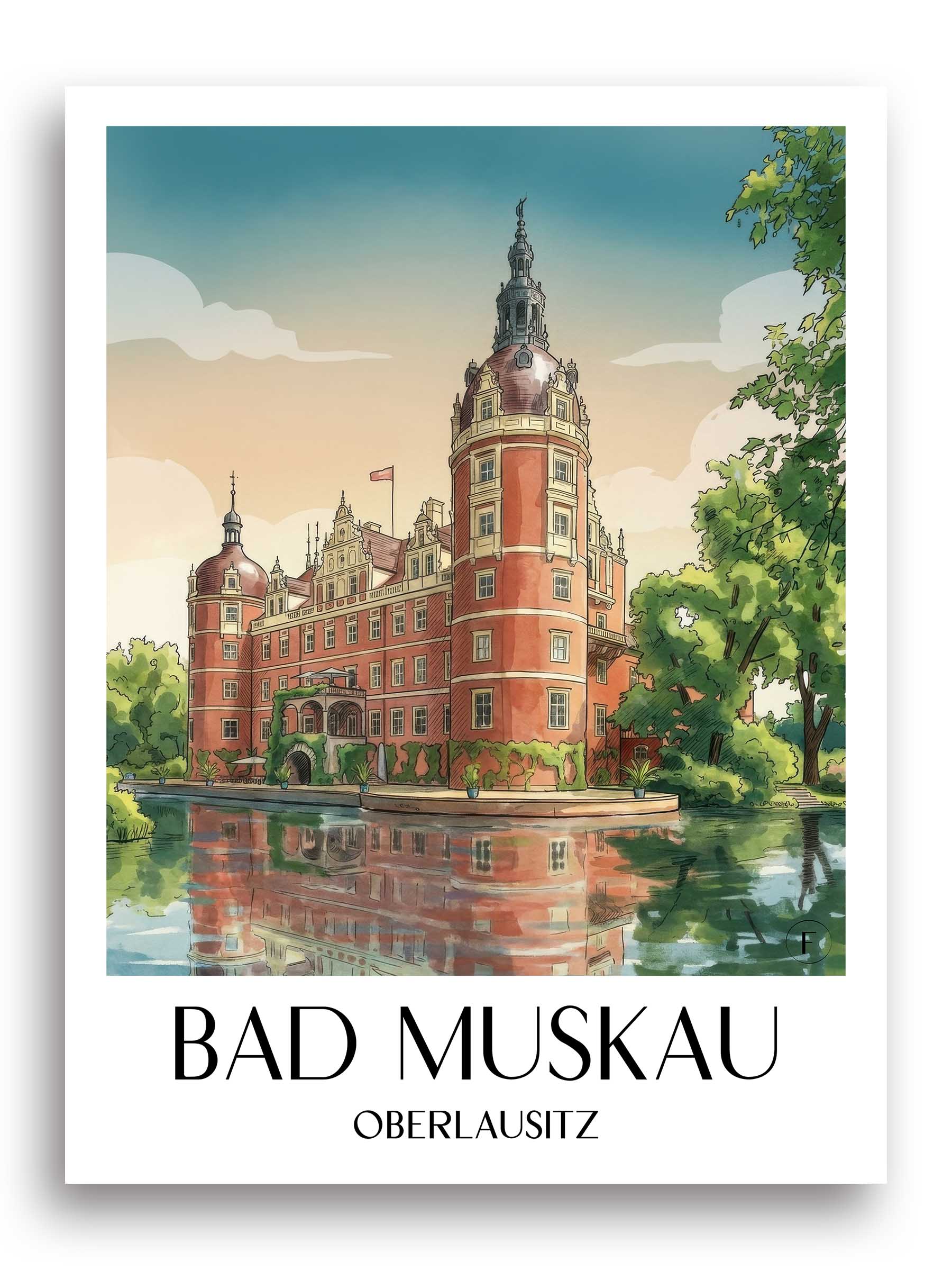bad-muskau-oberlausitz-deutschland-poster-aquarell