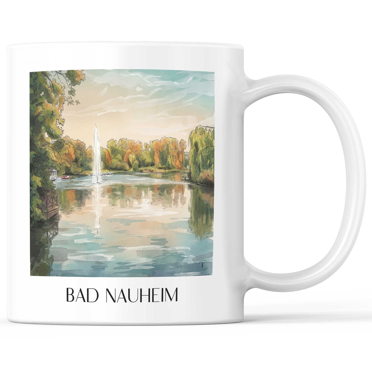 Bad Nauheim Kaffeebecher - Wetterau - Deutschland Becher - Kaffeetasse im Aquarell Stil - favplace