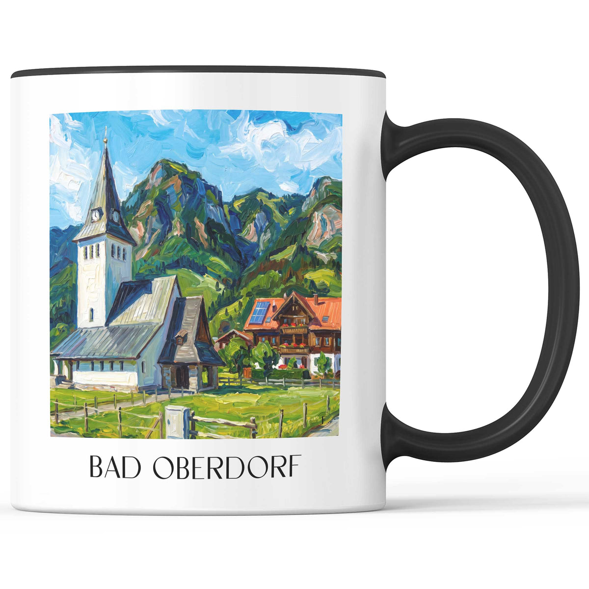 Bad Oberdorf Kaffeebecher - Allgäu - Deutschland Becher - Kaffeetasse im Ölgemälde Stil