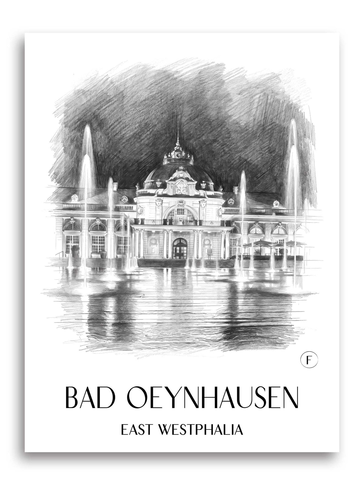 Bad Oeynhausen Poster - Ostwestfalen - Deutschland Kunstdruck - Zeichnung von A4 bis A1