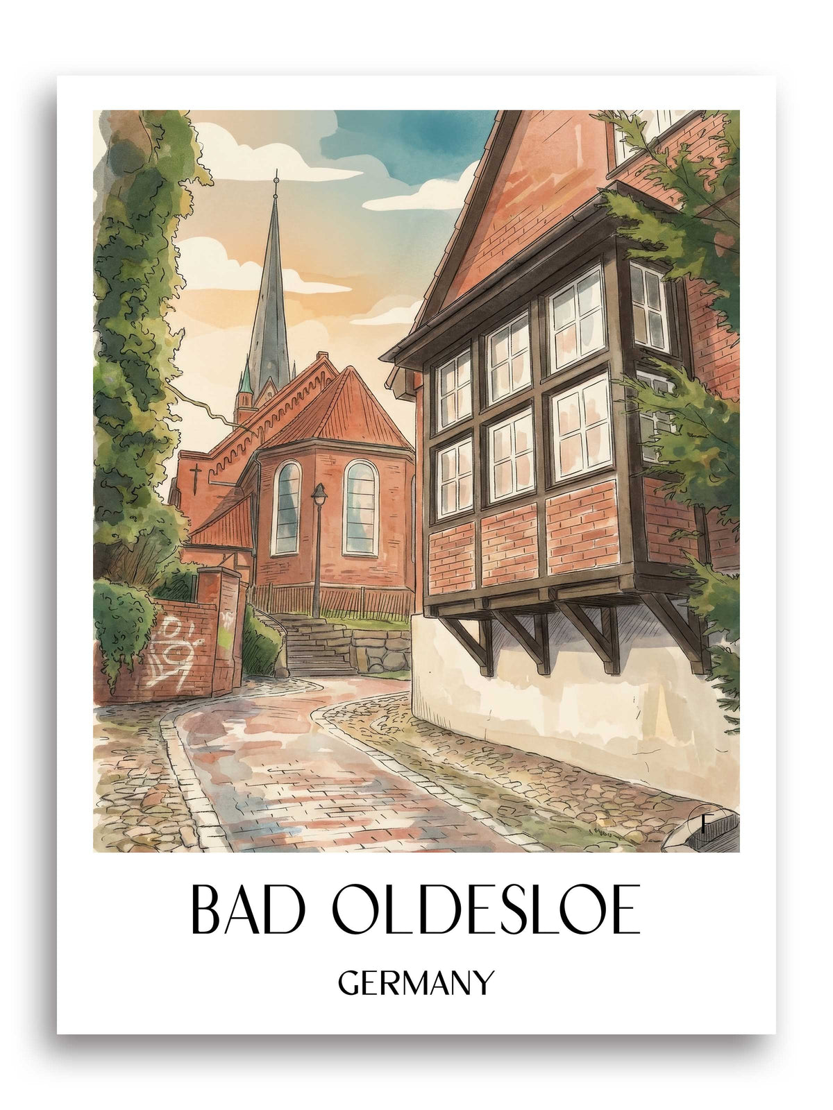 Bad Oldesloe Poster - Holstein - Deutschland Kunstdruck - Aquarell von A4 bis A1 - favplace