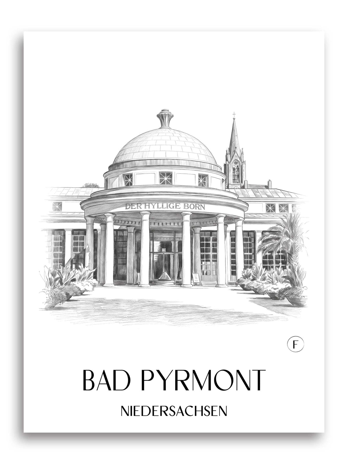 bad-pyrmont-niedersachsen-deutschland-poster-bleistift-zeichnung-drawing