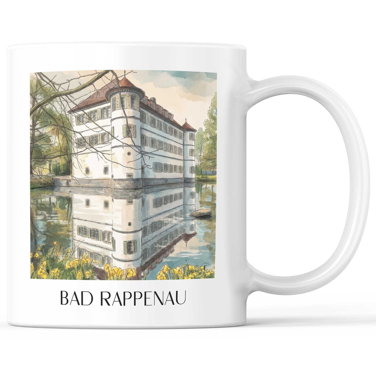 Bad Rappenau Kaffeebecher - Kraichgau - Deutschland Becher - Kaffeetasse im Aquarell Stil - favplace