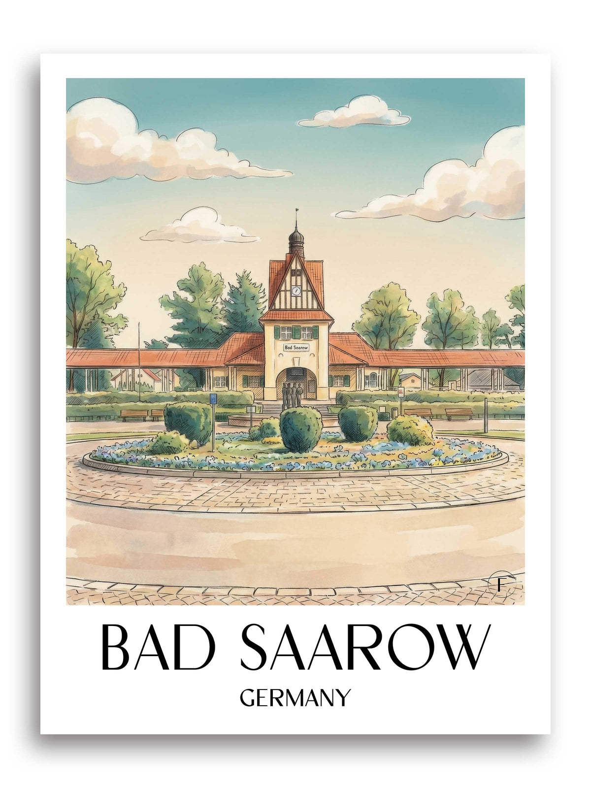 Bad Saarow Poster - Brandenburg - Deutschland Kunstdruck - Aquarell von A4 bis A1 - favplace