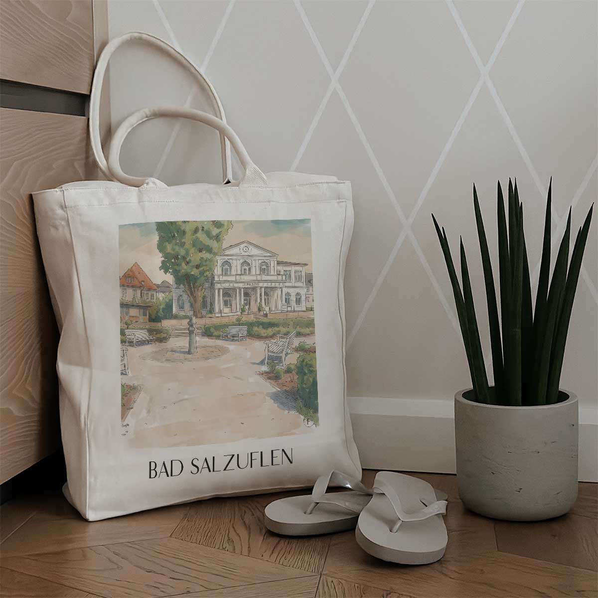 bad-salzuflen-ostwestfalen-deutschland-einkaufstasche-aquarell