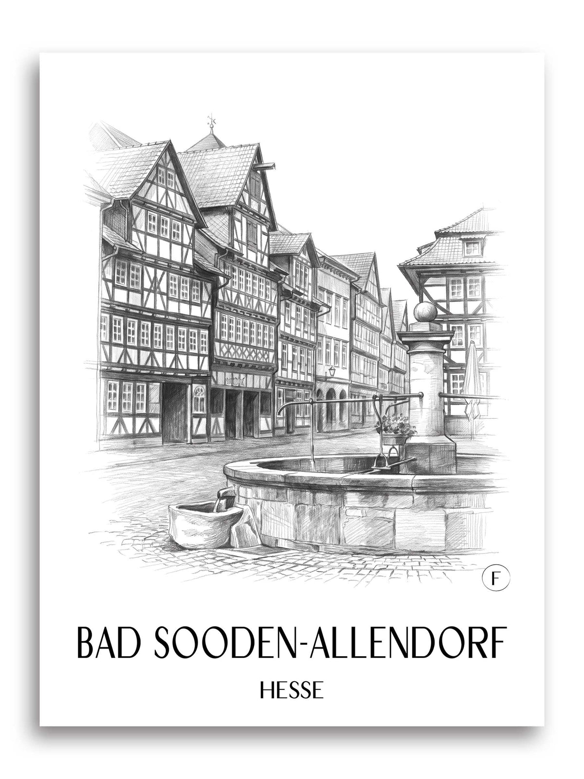 Bad Sooden-Allendorf Poster - Hessen - Deutschland Kunstdruck - Zeichnung von A4 bis A1 - favplace
