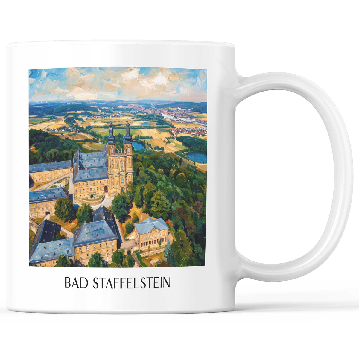 Bad Staffelstein Kaffeebecher - Frankenwald - Deutschland Becher - Kaffeetasse im Ölgemälde Stil - favplace