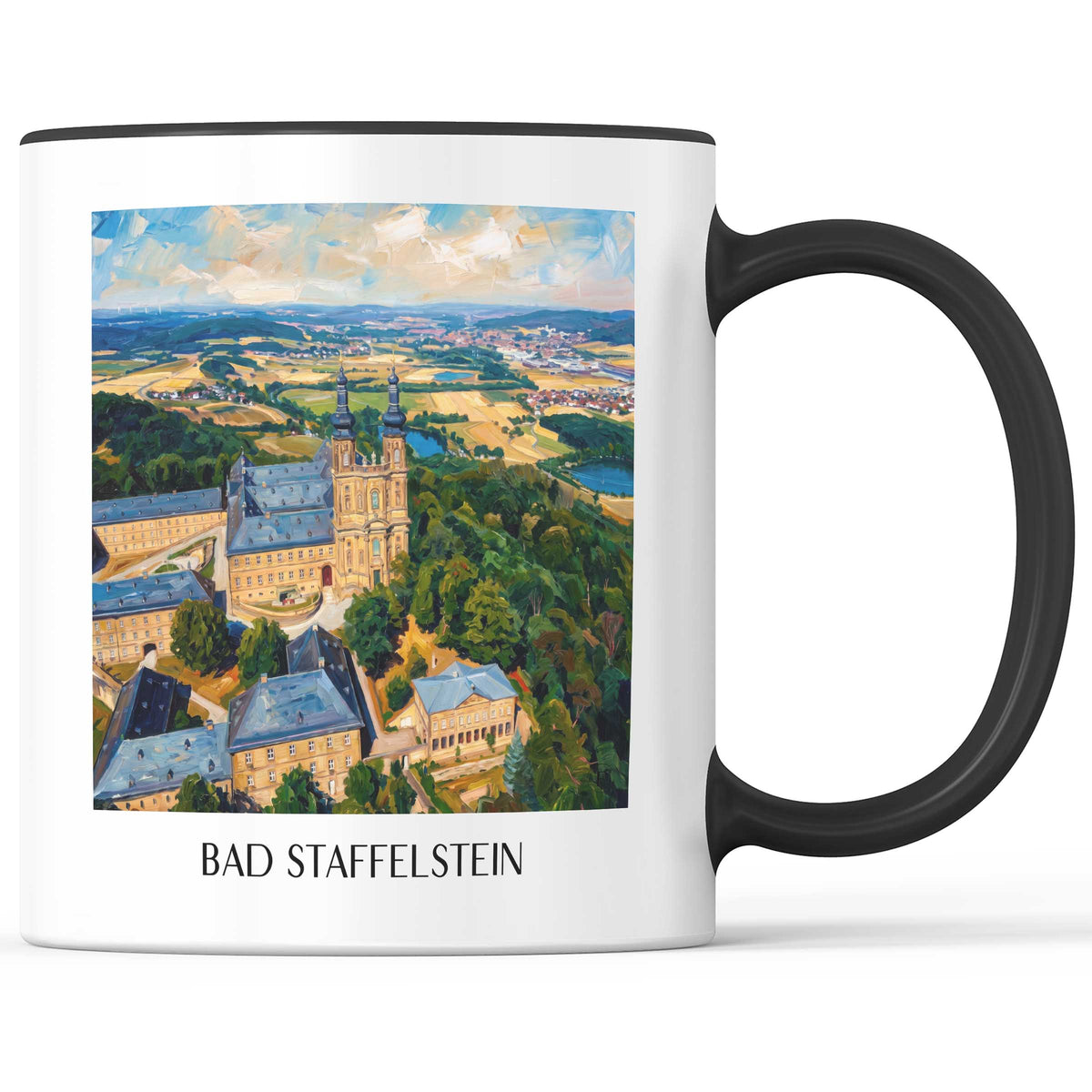 Bad Staffelstein Kaffeebecher - Frankenwald - Deutschland Becher - Kaffeetasse im Ölgemälde Stil - favplace