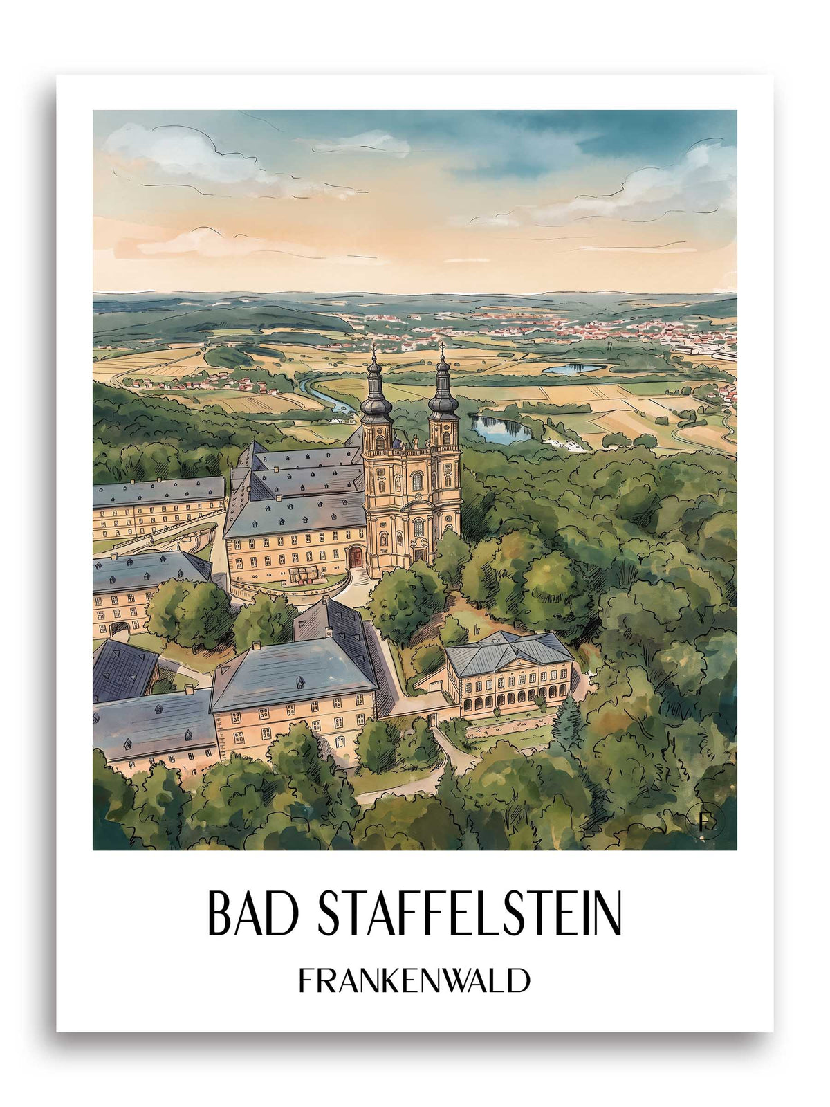 bad-staffelstein-frankenwald-deutschland-poster-aquarell
