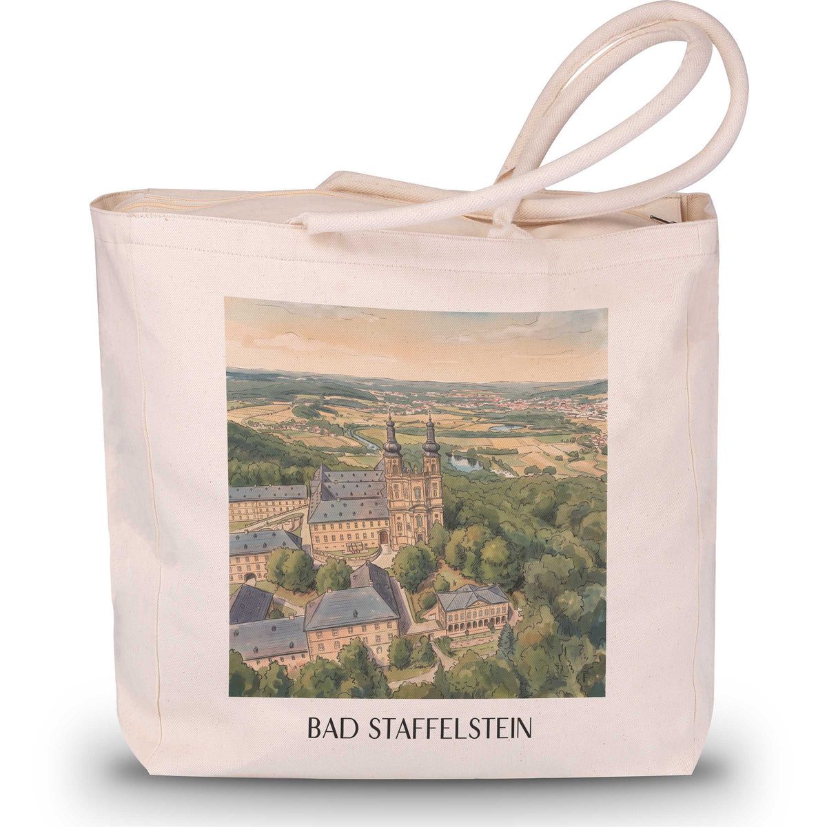 bad-staffelstein-frankenwald-deutschland-einkaufstasche-aquarell