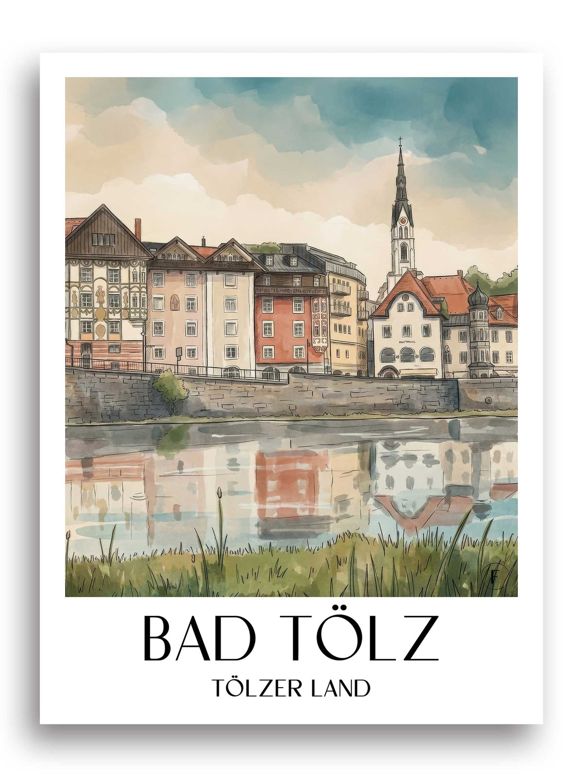 bad-tölz-tölzer-land-deutschland-poster-aquarell