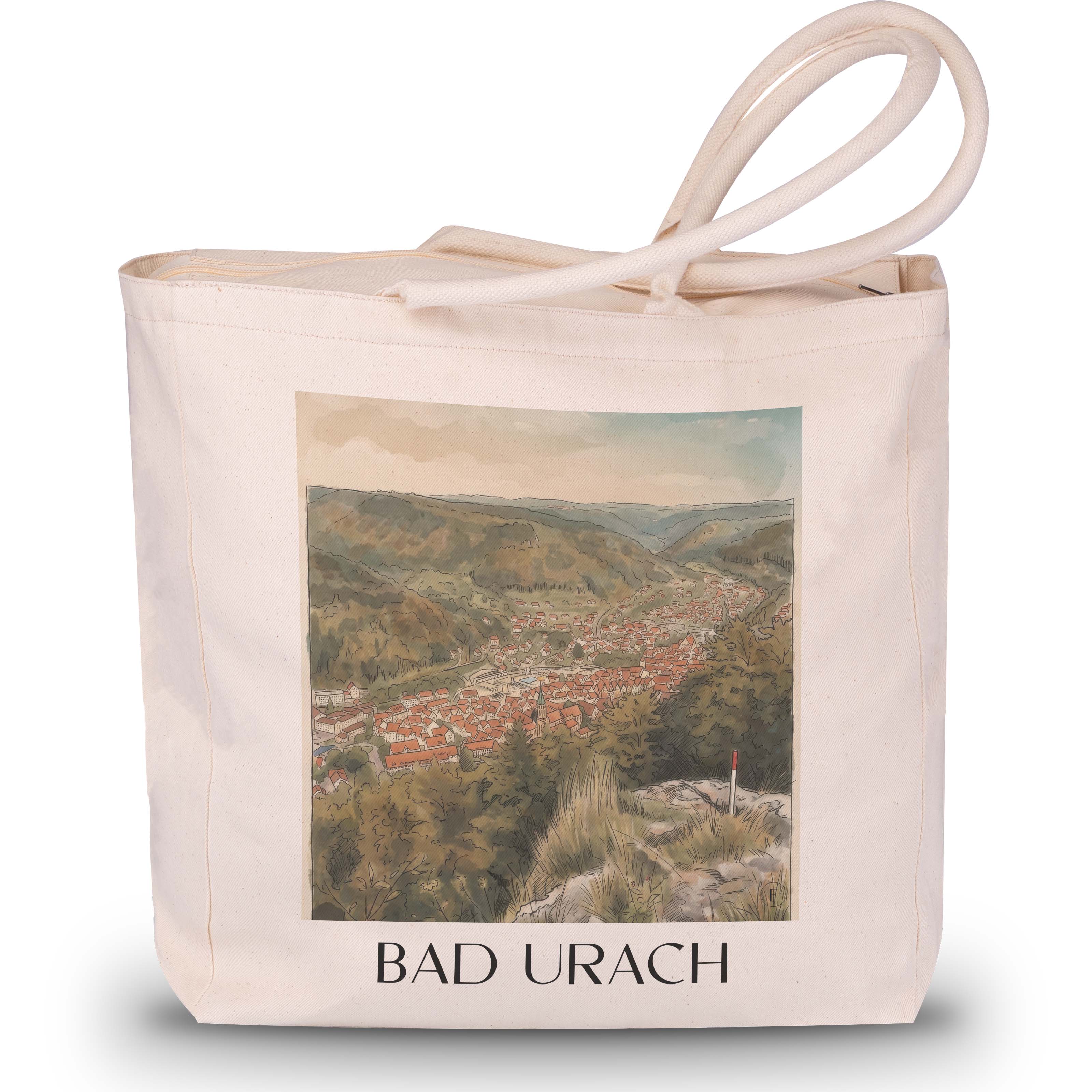 bad-urach-deutschland-einkaufstasche-aquarell