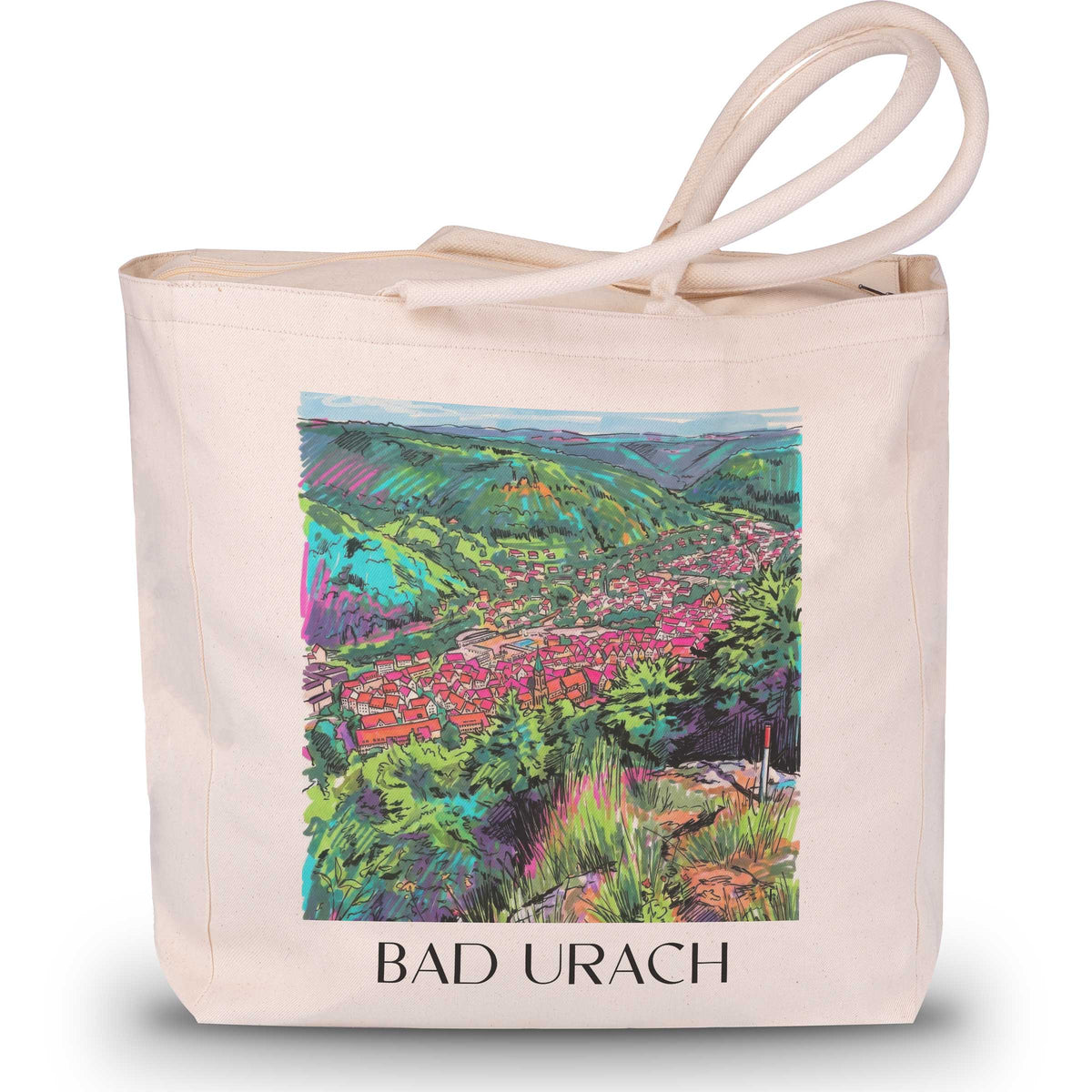 Bad Urach - Deutschland Tote Bag - Einkaufstasche im Tag Graffiti Stil - favplace