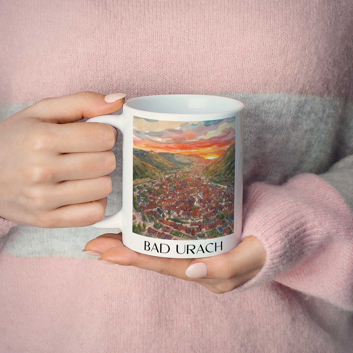bad-urach-schwäbische-alb-deutschland-kaffeebecher-aquarell