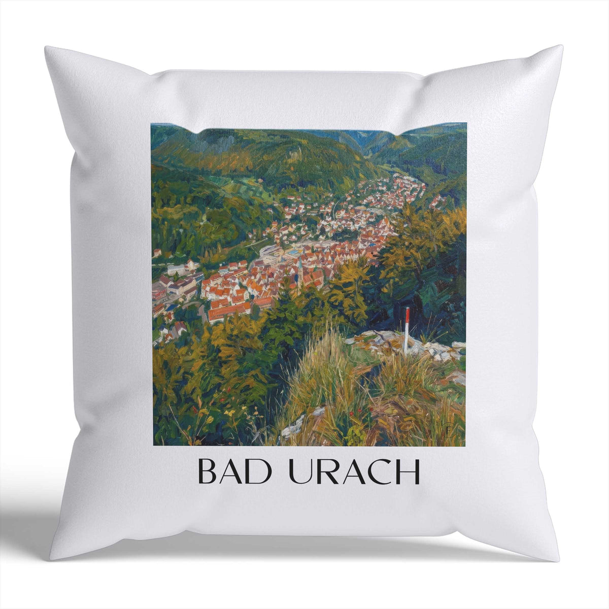 Bad Urach Kissenhülle - Zierkissen Bezug - Deutschland - Deutschland Kissen bzw. Kissenbezug im Ölgemälde Stil - favplace