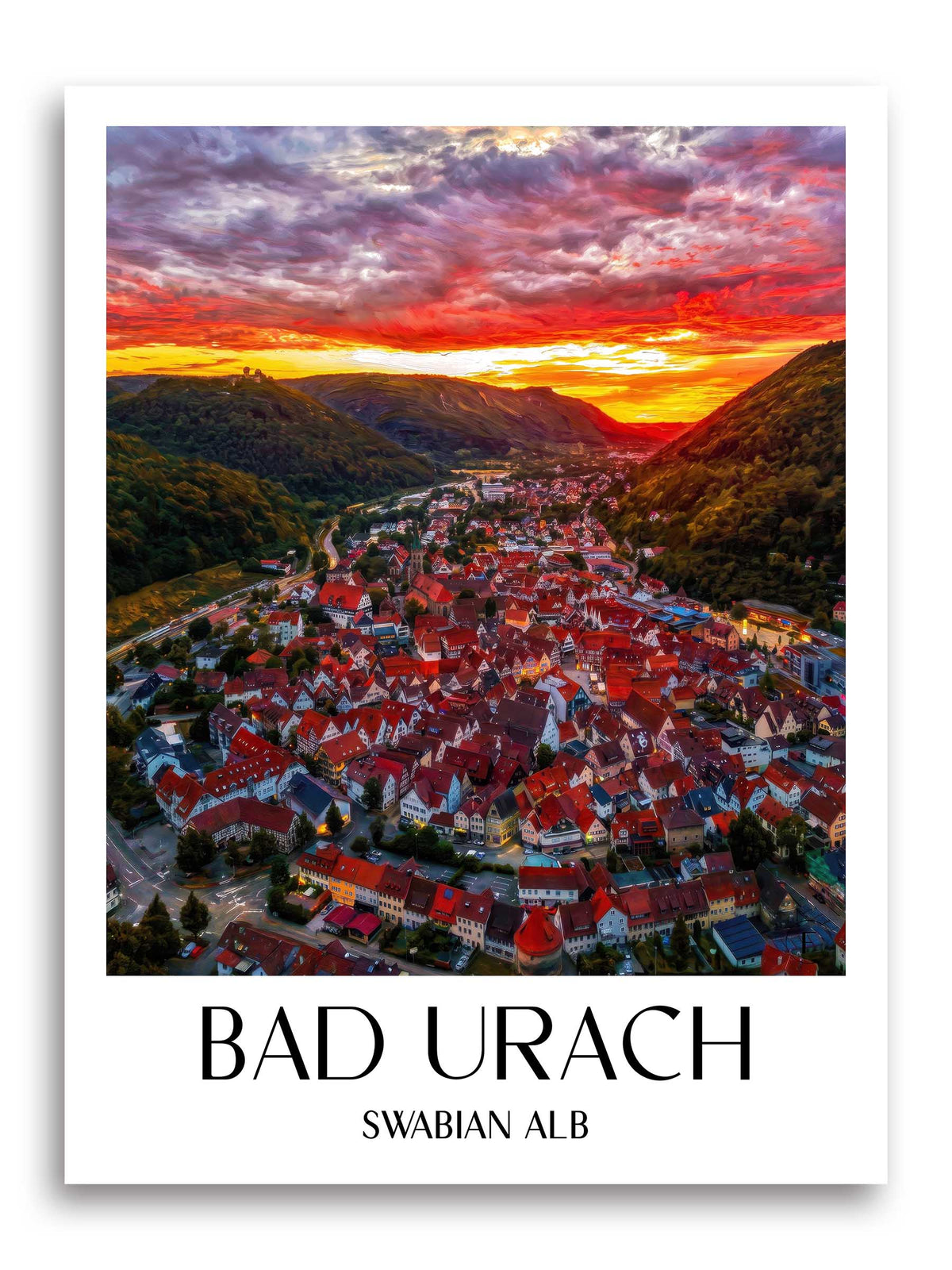 Bad Urach Poster - Schwäbische Alb - Deutschland Kunstdruck - Ölgemälde von A4 bis A1 - favplace
