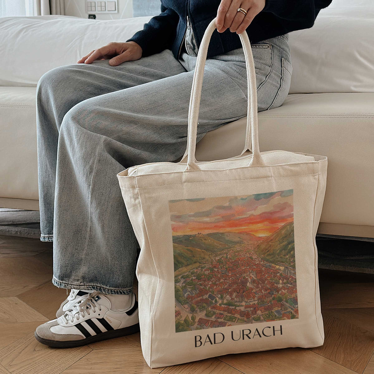 bad-urach-schwäbische-alb-deutschland-einkaufstasche-aquarell