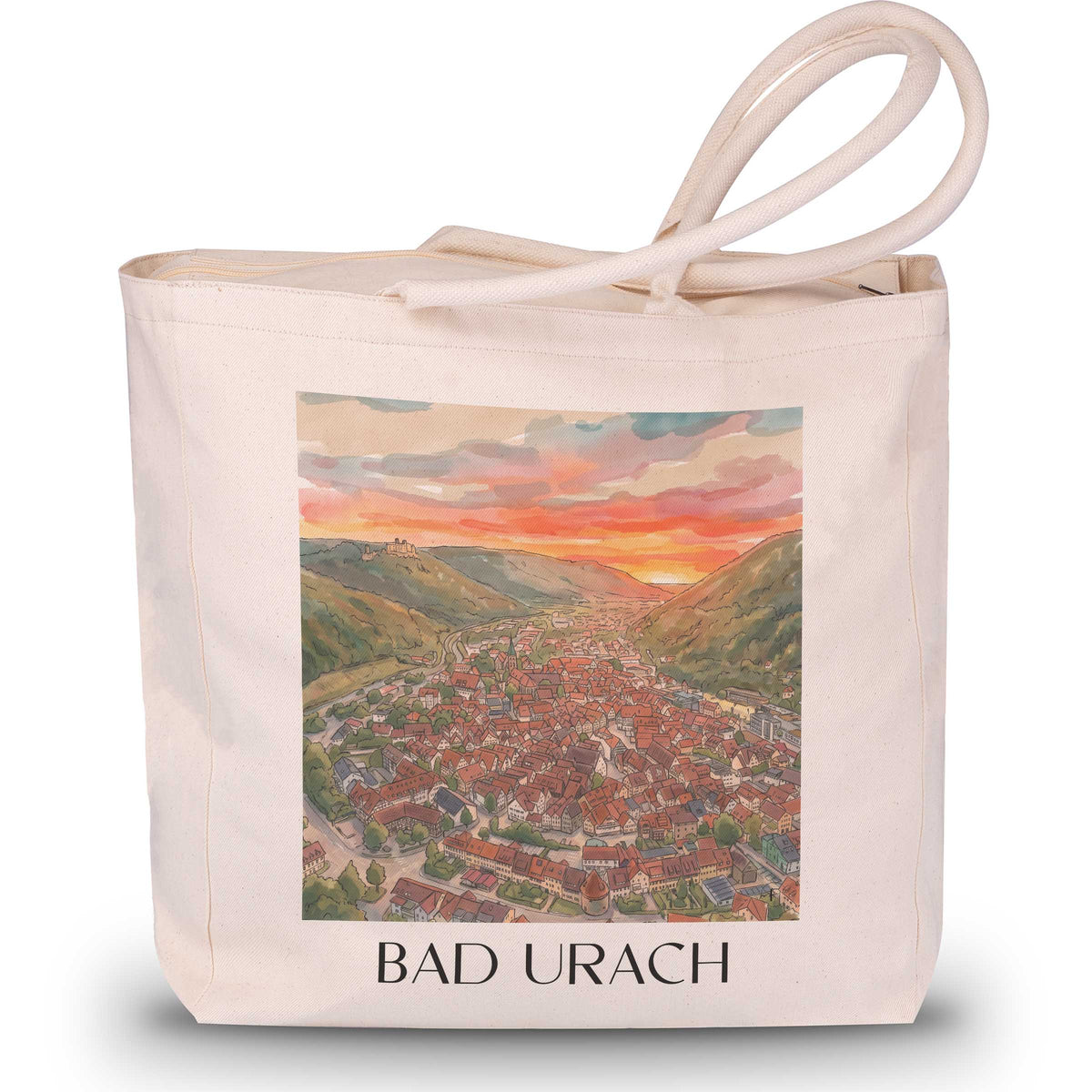 Bad Urach Shopping Tasche - Schwäbische Alb - Deutschland Tote Bag - Einkaufstasche im Aquarell Stil - favplace