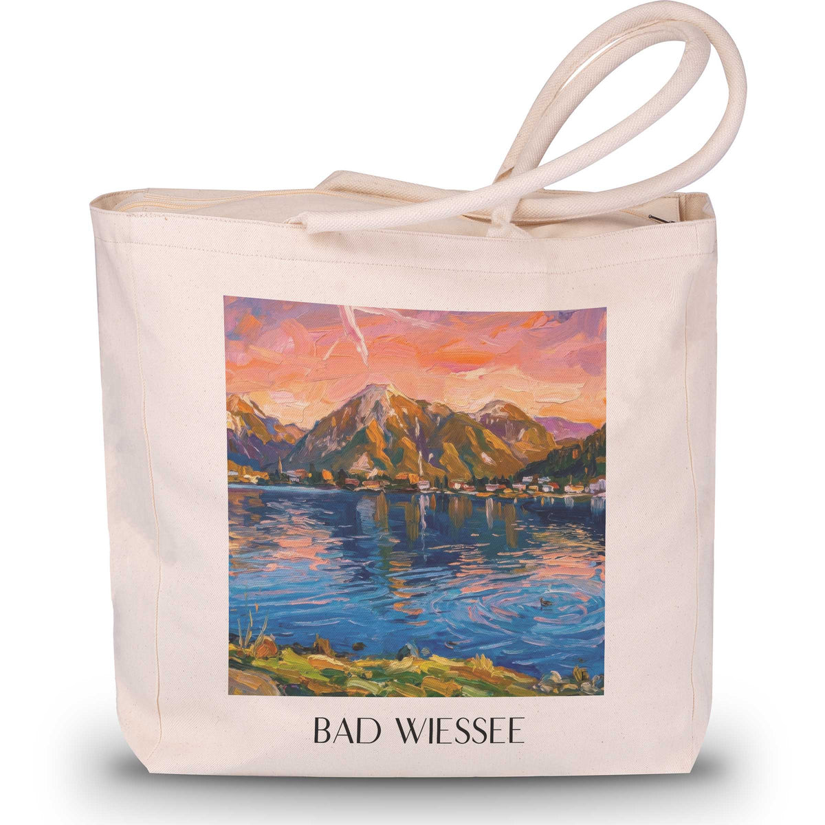 Bad Wiessee Shopping Tasche - Tegernsee - Deutschland Tote Bag - Einkaufstasche im Ölgemälde Stil - favplace