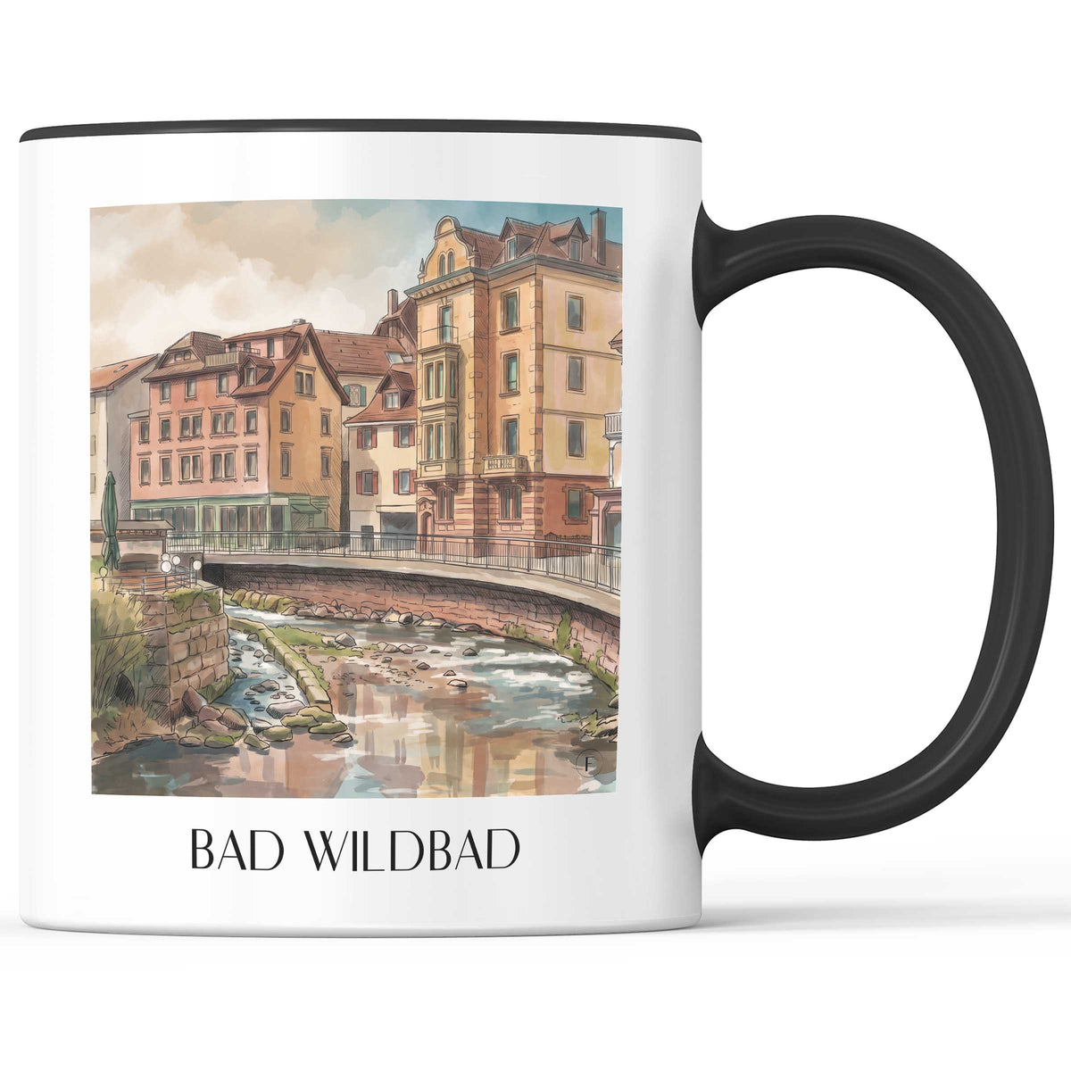 Bad Wildbad Kaffeebecher - Nordschwarzwald - Deutschland Becher - Kaffeetasse im Aquarell Stil - favplace