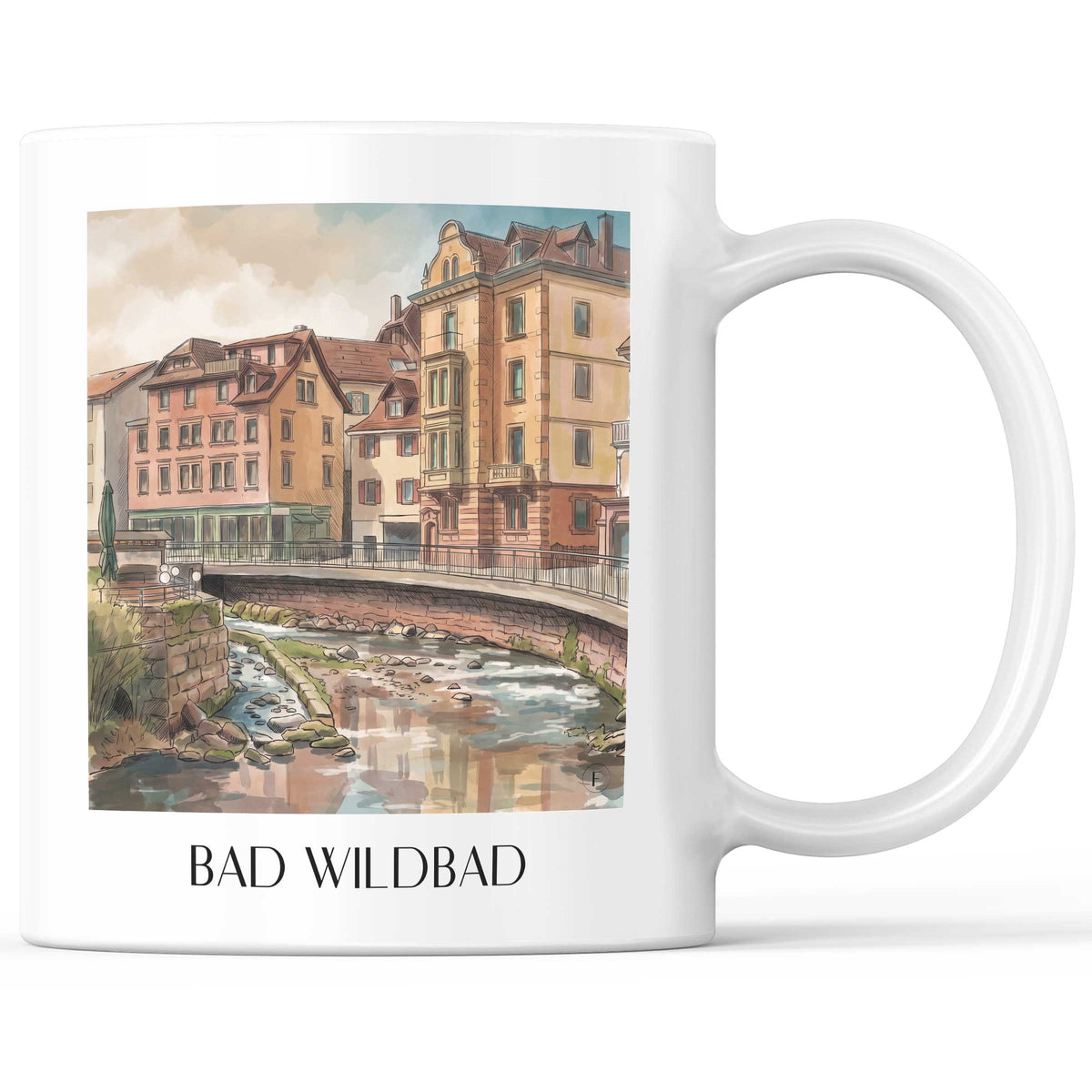 Bad Wildbad Kaffeebecher - Nordschwarzwald - Deutschland Becher - Kaffeetasse im Aquarell Stil - favplace