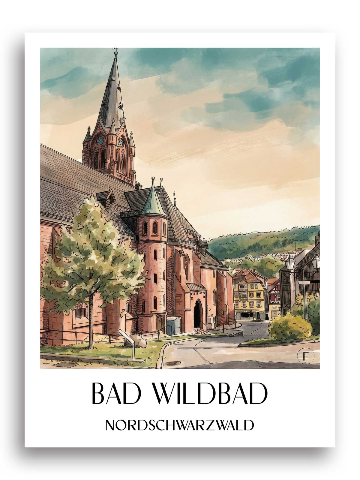 bad-wildbad-nordschwarzwald-deutschland-poster-aquarell