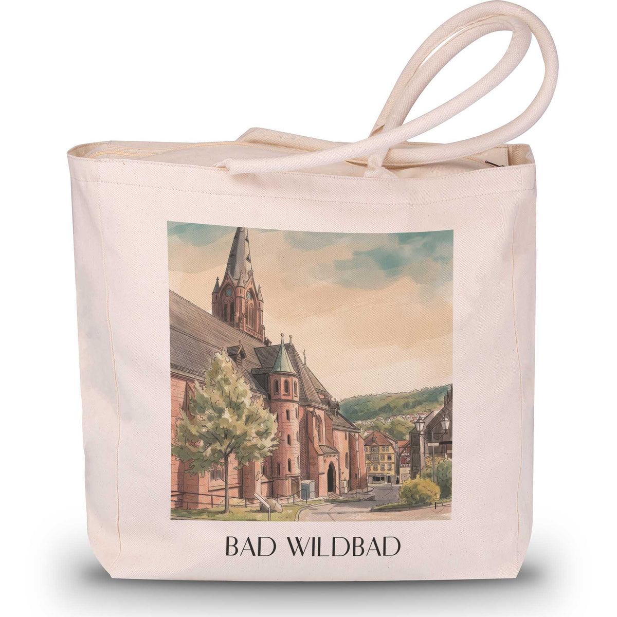 bad-wildbad-nordschwarzwald-deutschland-einkaufstasche-aquarell