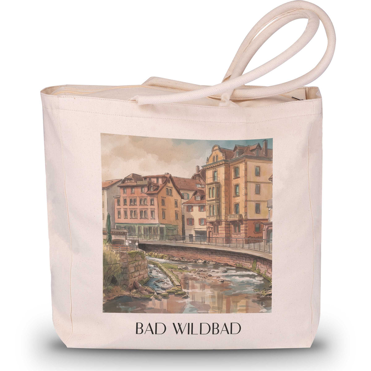 Bad Wildbad Shopping Tasche - Nordschwarzwald - Deutschland Tote Bag - Einkaufstasche im Aquarell Stil