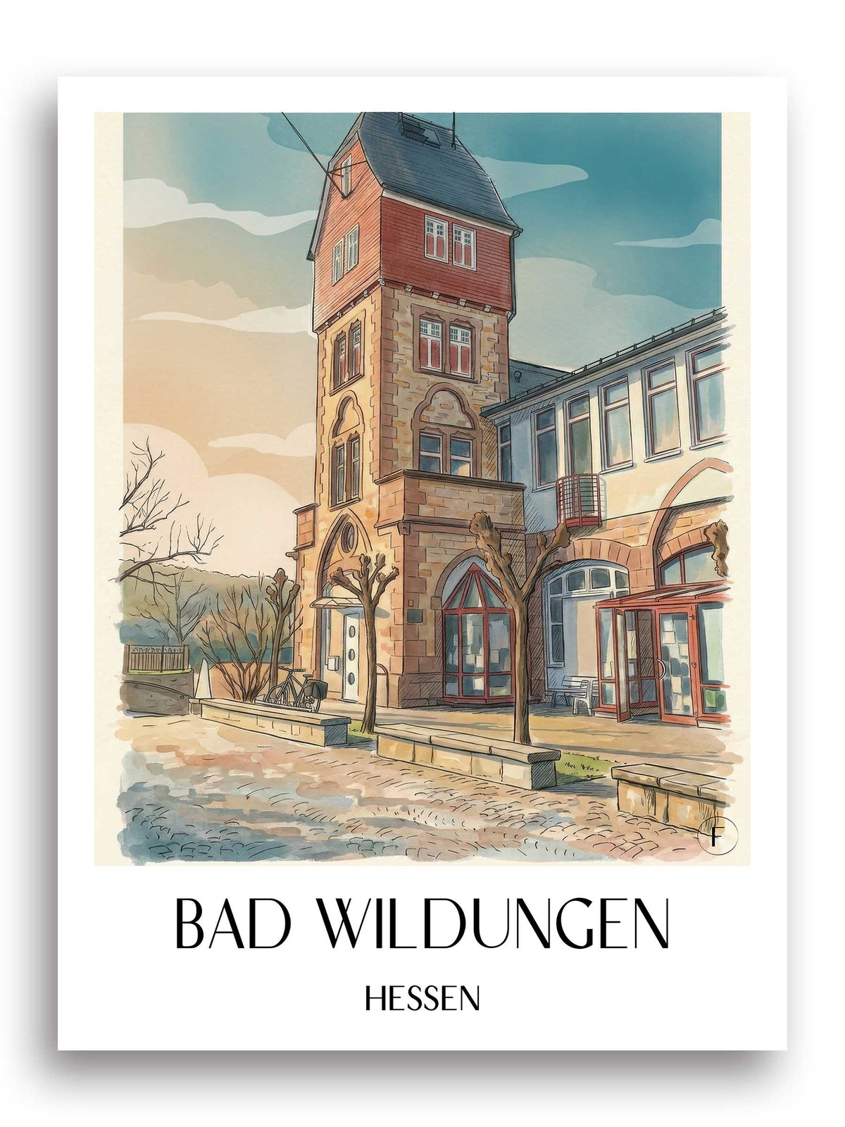 bad-wildungen-hessen-deutschland-poster-aquarell