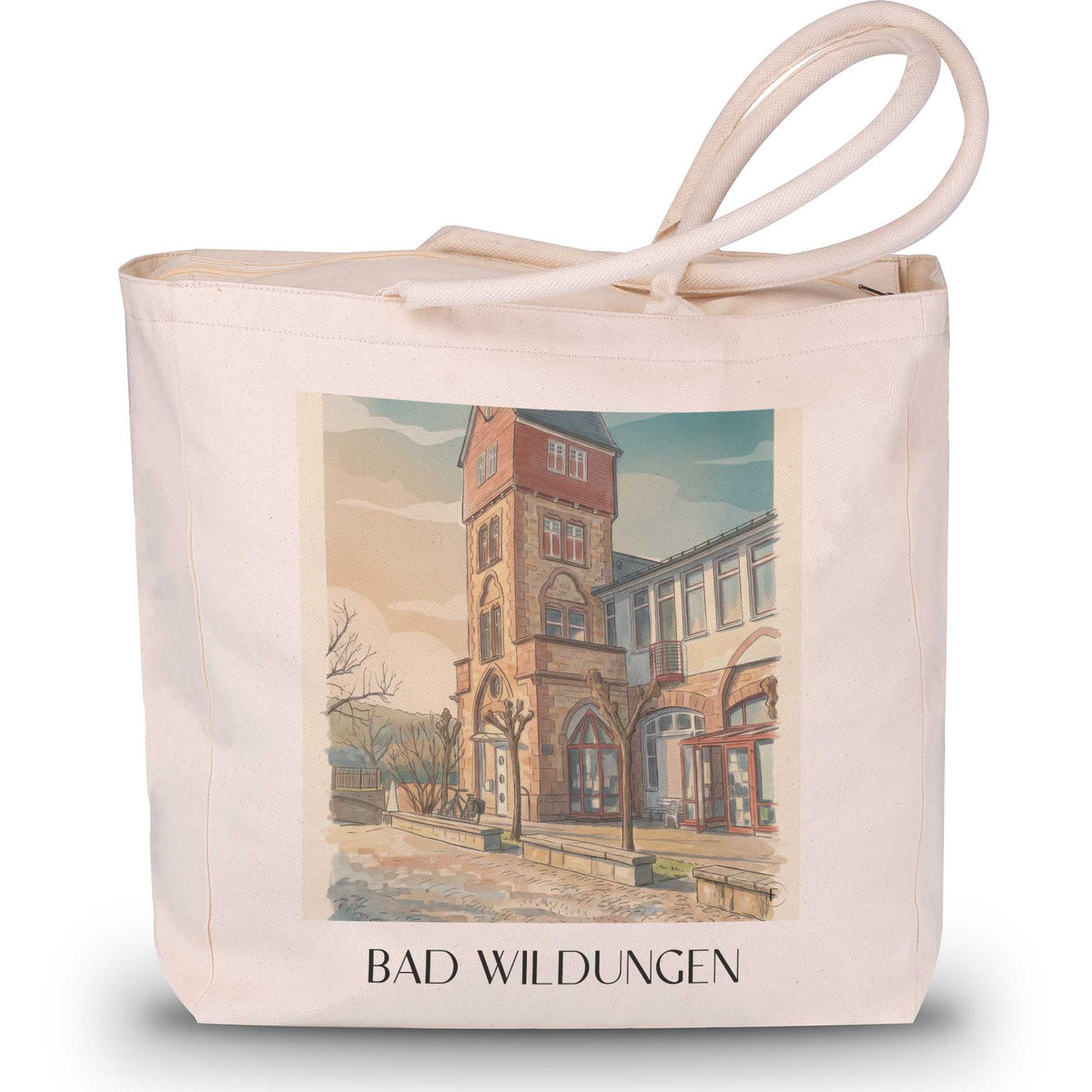 bad-wildungen-hessen-deutschland-einkaufstasche-aquarell