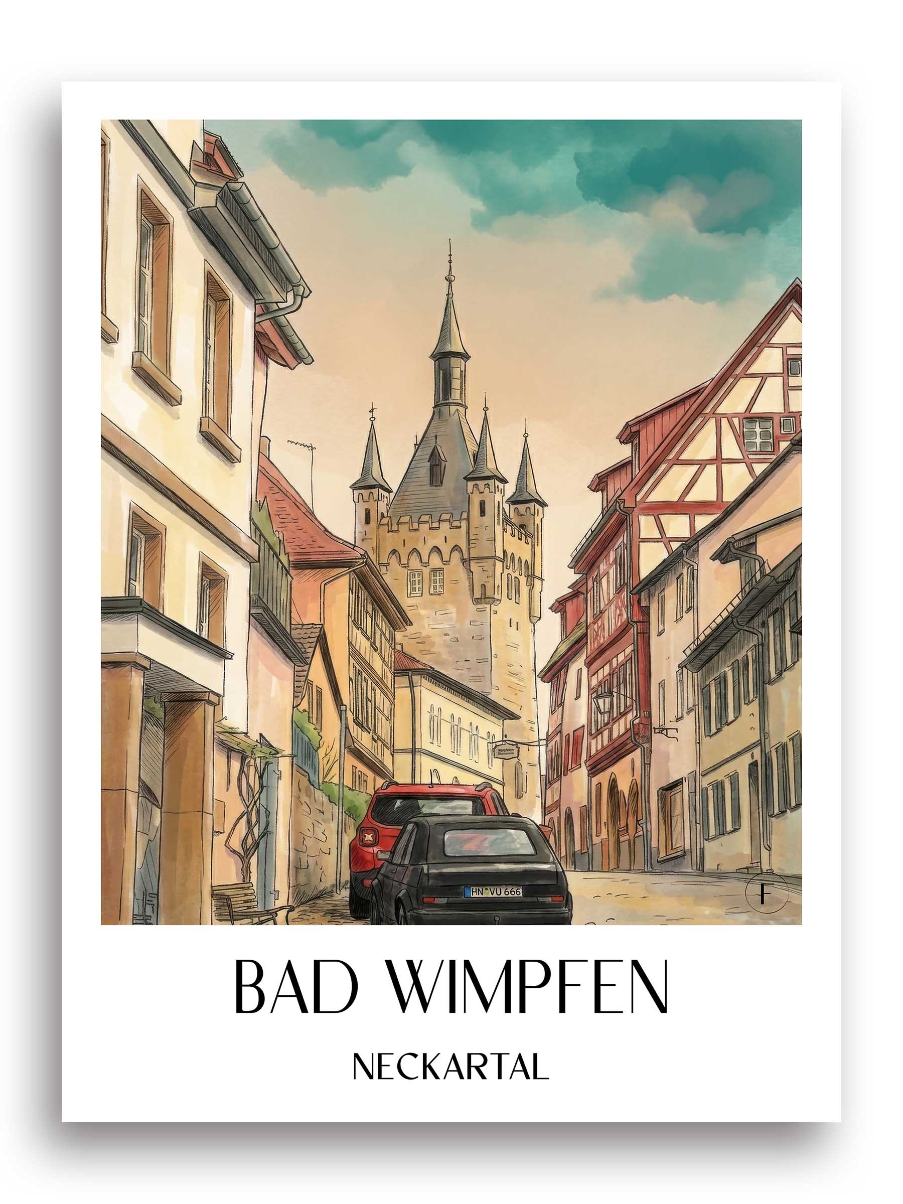 bad-wimpfen-neckartal-deutschland-poster-aquarell