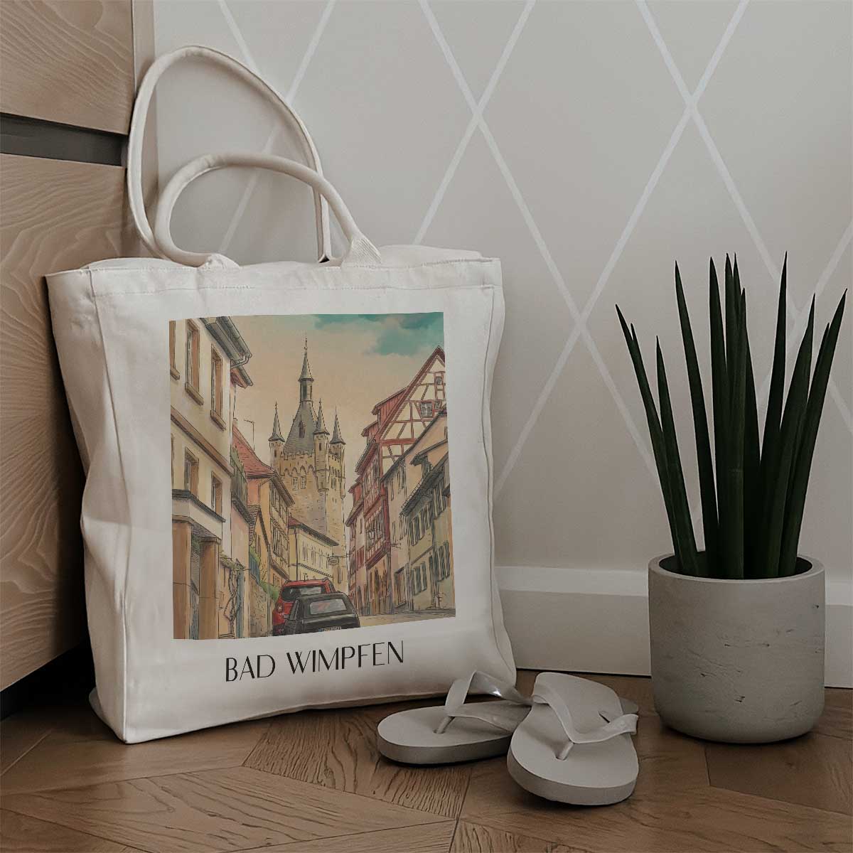 bad-wimpfen-neckartal-deutschland-einkaufstasche-aquarell