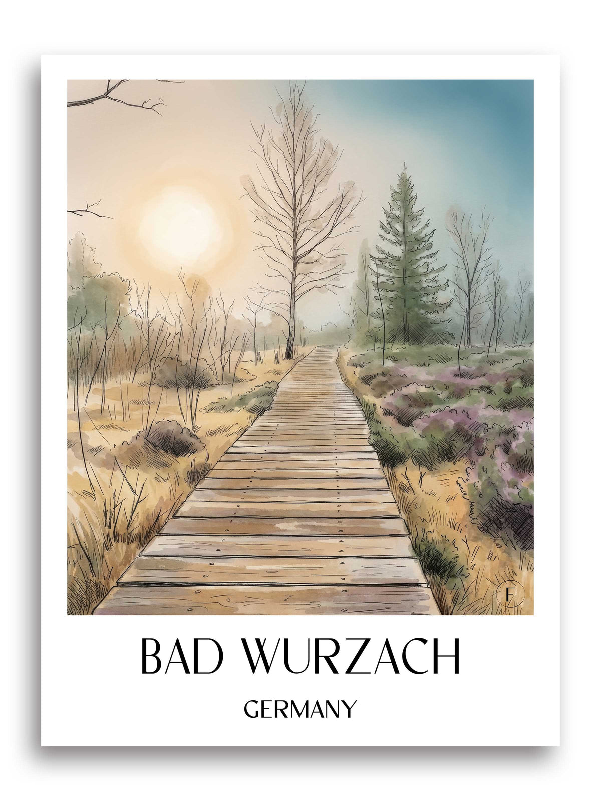 Bad Wurzach Poster - Oberschwaben - Deutschland Kunstdruck - Aquarell von A4 bis A1 - favplace