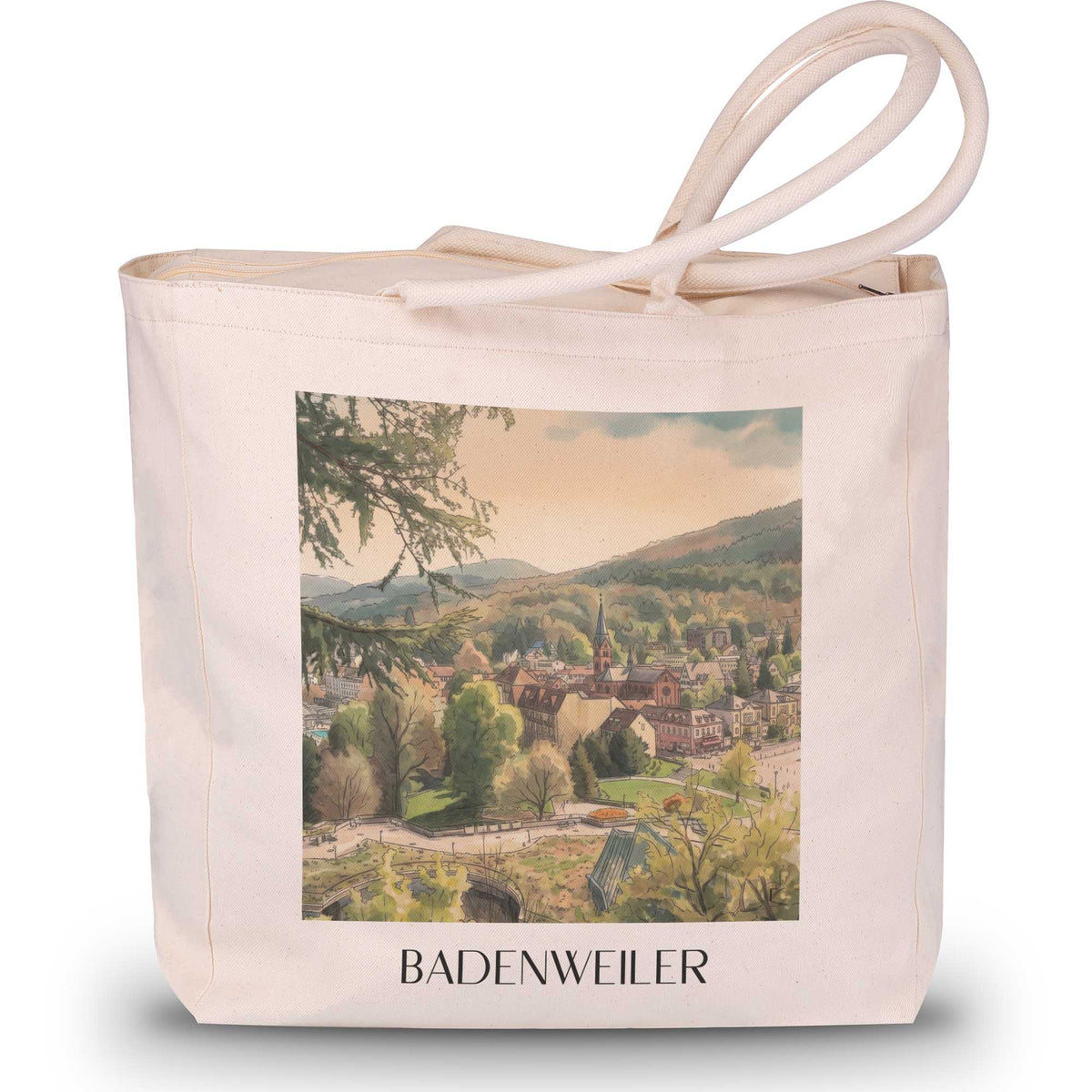 badenweiler-schwarzwald-deutschland-einkaufstasche-aquarell