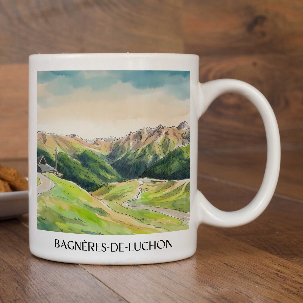 bagnères-de-luchon-luchonnais-frankreich-kaffeebecher-aquarell