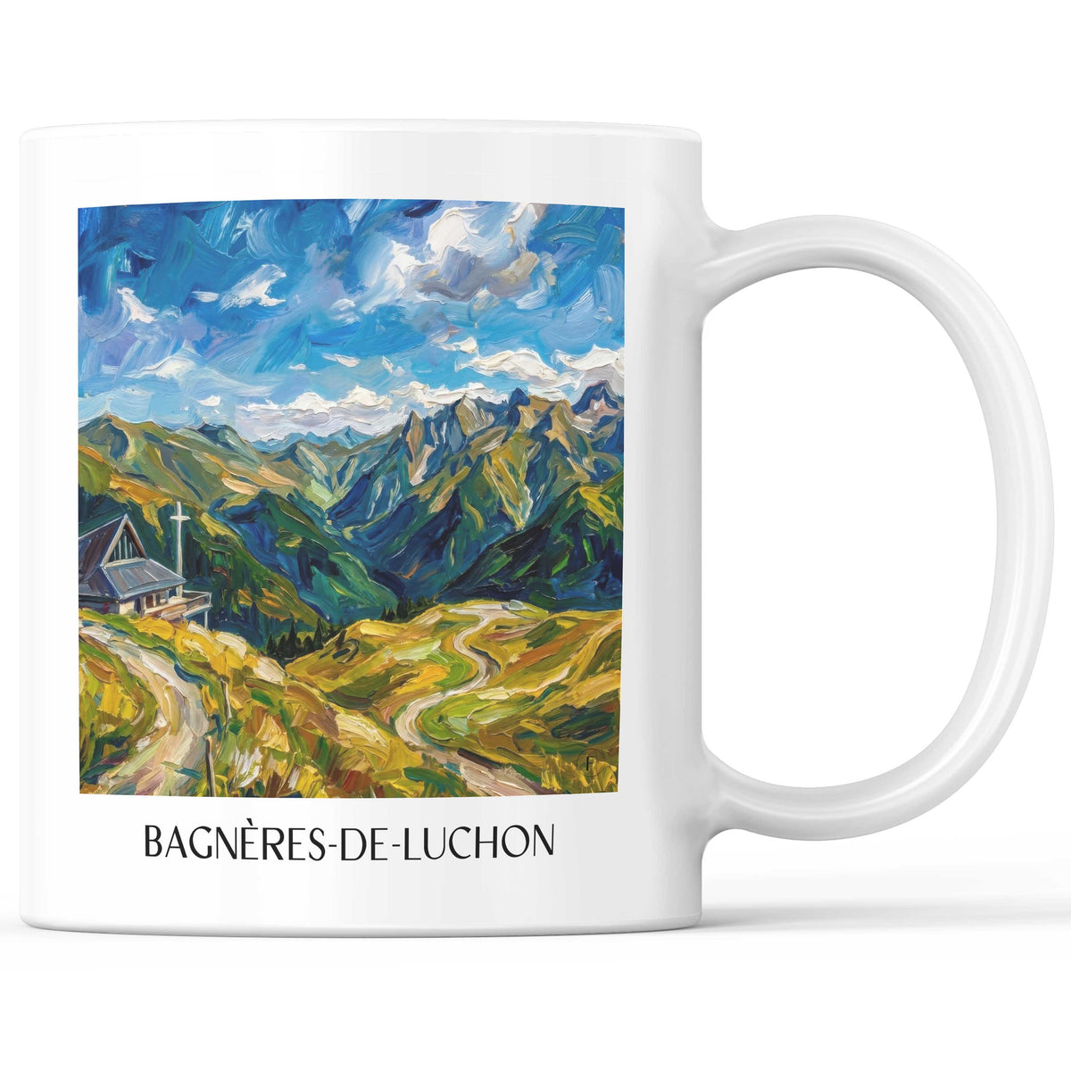 Bagnères-de-Luchon Kaffeebecher - Luchonnais - Frankreich Becher - Kaffeetasse im Ölgemälde Stil - favplace