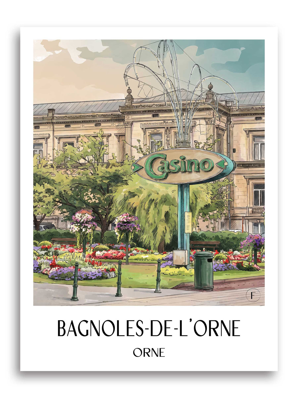 Bagnoles-de-l'Orne Poster - Orne - Frankreich Kunstdruck - Aquarell von A4 bis A1 - favplace