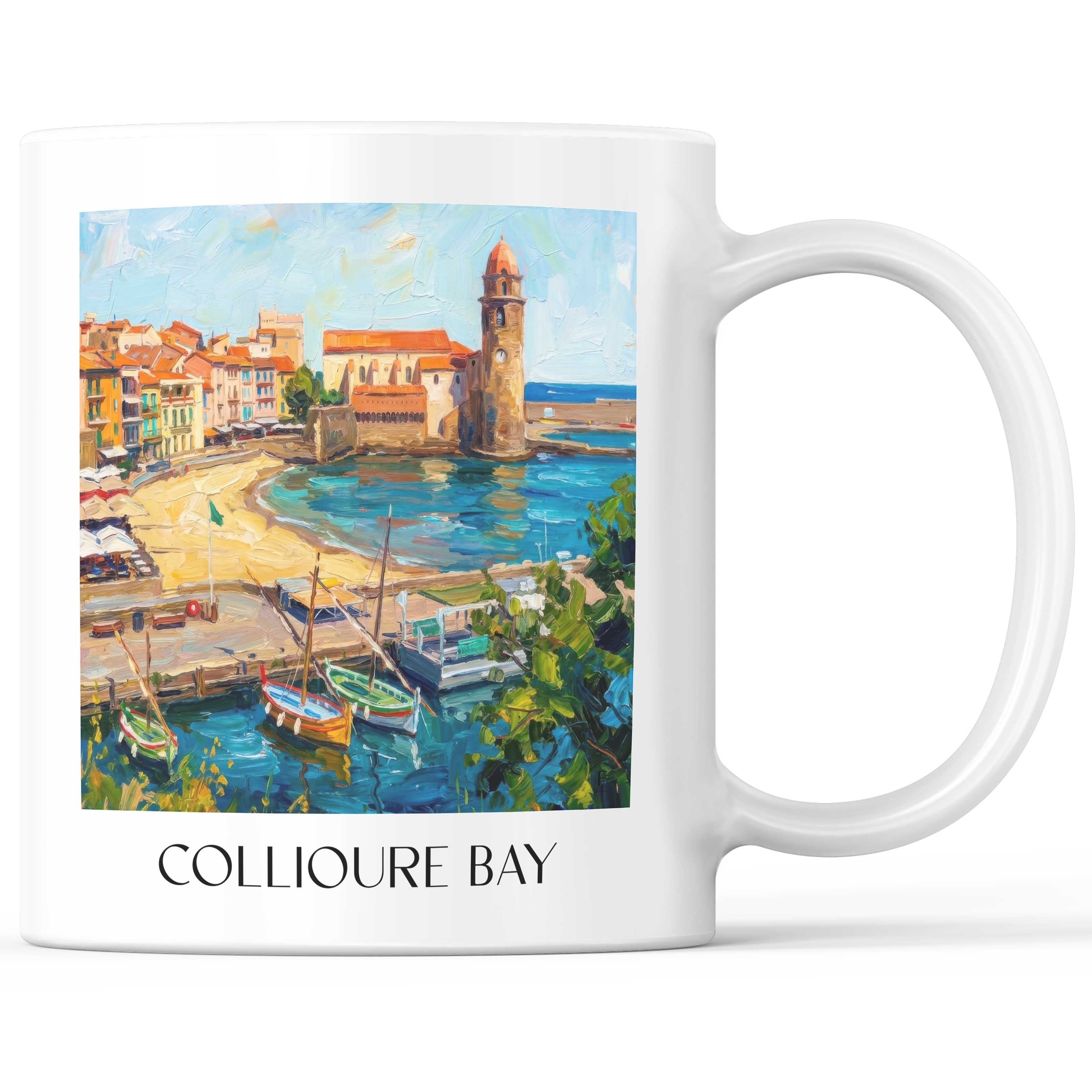 Baie de Collioure Kaffeebecher - Côte Vermeille - Frankreich Becher - Kaffeetasse im Ölgemälde Stil - favplace